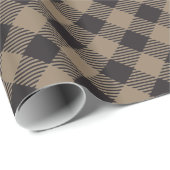 Country Chic Khaki Black Buffalo Plaid Cadeaupapier (Rol Hoek)