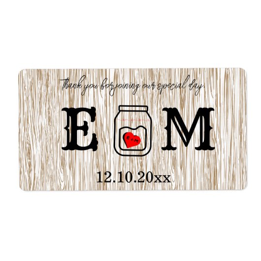 Country chic mason jar wedding etiket (Voorkant)