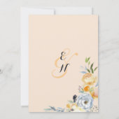 Country chic orange blue ivory floral wedding kaart (Achterkant)