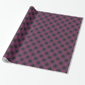 Country Chic Paarse Black Buffalo Plaid Cadeaupapier (Uitgerold)