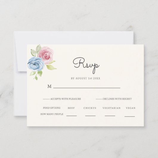 Country chic pastel and cream  Wedding RSVP  (Voorkant)