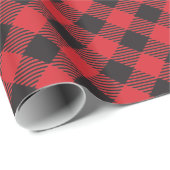 Country Chic Red Black Buffalo Plaid Cadeaupapier (Rol Hoek)