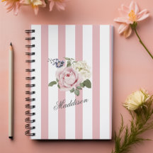 Country Chic Roze Gestreept Rose Boeket Monogramme