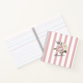 Country Chic Roze Gestreept Rose Boeket Monogramme Notitieboek (Binnen)