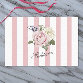 Country Chic Roze Gestreept Rose Boeket Monogramme Tissuepapier