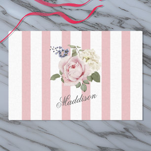 Country Chic Roze Gestreept Rose Boeket Monogramme Tissuepapier