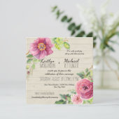 Country Chic Rustic Floral Roos Peony Wood Hek Kaart (Staand voorkant)