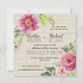 Country Chic Rustic Floral Roos Peony Wood Hek Kaart (Voorkant)