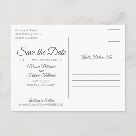 Country Chic | Save the date Uitnodiging Briefkaart (Achterkant)