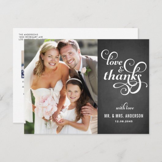 Country Chic Script Weddenschap Bedankt Briefkaart (Voorkant / Achterkant)