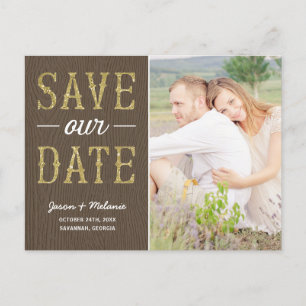 Country Chic Typography Photo Save the Date Aankondigingskaart