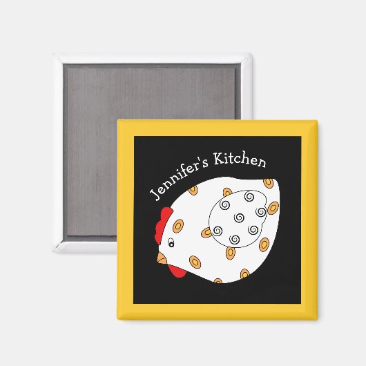 Country Chick Hen Square Magneet (Voorkant / Achterkant)