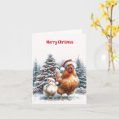 Country Chicken Christmas-Kaart Kaart (Gele Bloem)