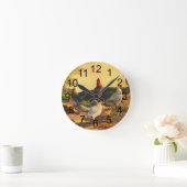 Country Chicken Family Wall Clock Ronde Klok (Huis)