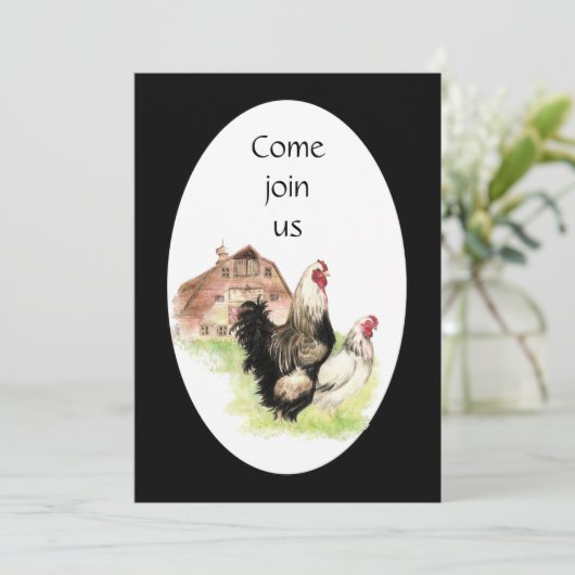 Country Chicken & Rooster Barn Custom Boerderij Ui Kaart (Staand voorkant)