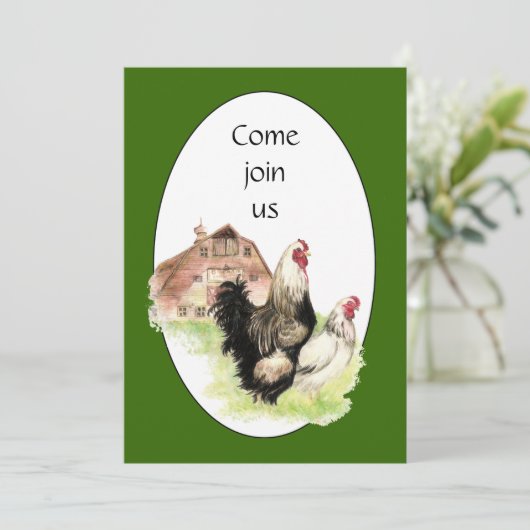 Country Chicken & Rooster Barn Custom Boerderij Ui Kaart (Staand voorkant)