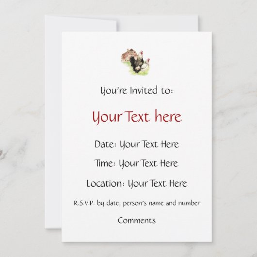 Country Chicken & Rooster Barn Scene Custom Uitnod Kaart (Achterkant)