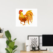 Country Chicken Rooster  Cottagecore Poster (Thuiskantoor)