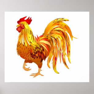 Country Chicken Rooster Cottagecore Poster