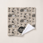 -country Chicken Rooster Egg Monogram Bad Handdoek (Wasdoekje)