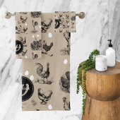 -country Chicken Rooster Egg Monogram Bad Handdoek