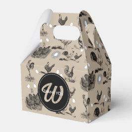 -country Chicken Rooster Egg Monogram Bedankdoosjes