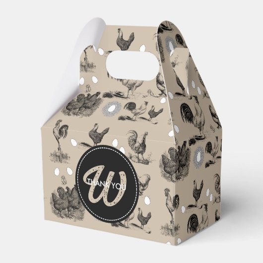 -country Chicken Rooster Egg Monogram Bedankdoosjes (Voorkant Zijde)