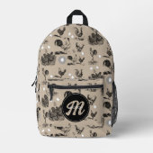 -country Chicken Rooster Egg Monogram Bedrukte Rugzak (Voorkant)