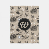 -country Chicken Rooster Egg Monogram Fleece Deken (Voorkant)