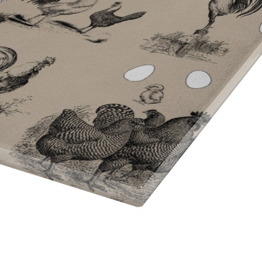 -country Chicken Rooster Egg Monogram Snijplank (Hoek)