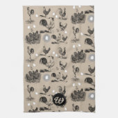 -country Chicken Rooster Egg Monogram Theedoek (Verticaal)