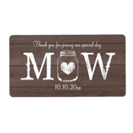 Country chique mason jar bruiloft water fles label