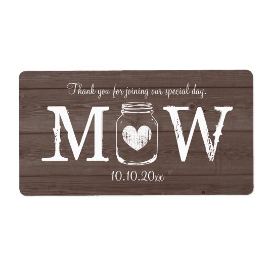 Country chique mason jar bruiloft water fles label (Voorkant)