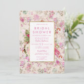 Country chique  roze bloemig Vrijgezellenfeest Kaart (Staand voorkant)