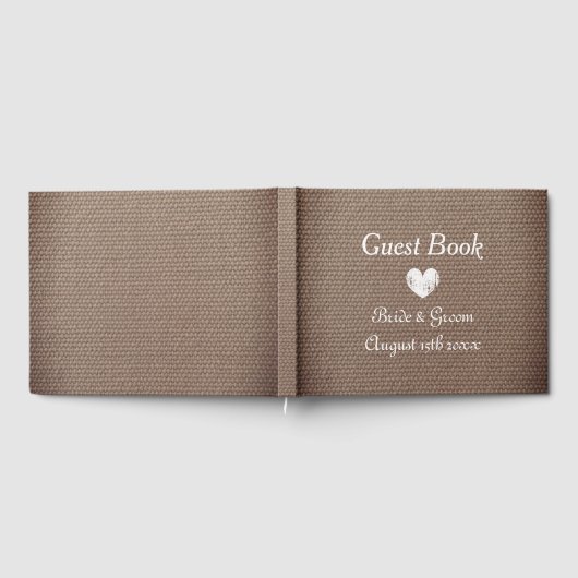 Country chique thema burlap print bruiloft gastenb gastenboek (Volledig)