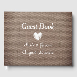 Country chique thema burlap print bruiloft gastenb gastenboek