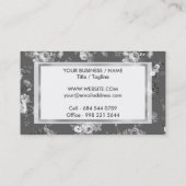 Country chique wit grijs zilver elegante bloemen visitekaartje (Achterkant)