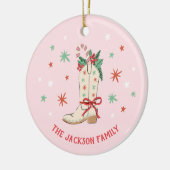 Country Christmas Cowboy Boot Illustration Gift Keramisch Ornament (Links)