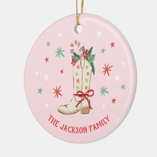 Country Christmas Cowboy Boot Illustration Gift Keramisch Ornament (Links)