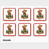 Country Christmas Cowboy Gift Label Sticker (Vel)