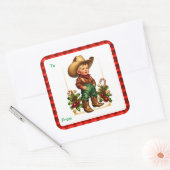 Country Christmas Cowboy Gift Label Sticker (Envelop)