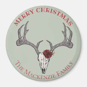 Country Christmas Deer Head Reindeer Skull Antlers Magneet