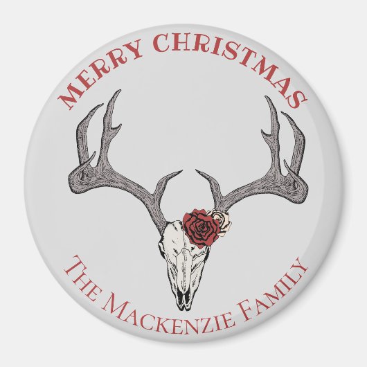 Country Christmas Deer Head Reindeer Skull Antlers Magneet (Voorkant)