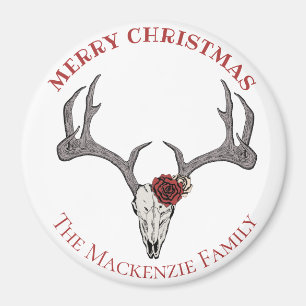 Country Christmas Deer Head Reindeer Skull Antlers Magneet