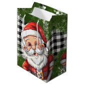 Country Christmas Design op Plaid - Personaliseer Medium Cadeauzakje (Voorkant Gekanteld)