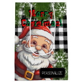 Country Christmas Design op Plaid - Personaliseer Medium Cadeauzakje (Achterkant)