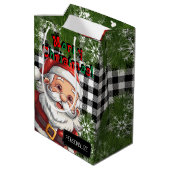 Country Christmas Design op Plaid - Personaliseer Medium Cadeauzakje (Achterkant Gekanteld)