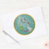 Country Christmas Goose Ronde Sticker (Envelop)