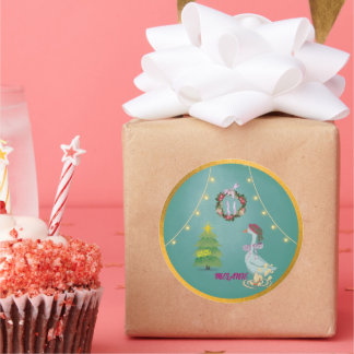 Country Christmas Goose  Ronde Sticker