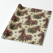 Country Christmas Horses Cadeaupapier (Uitgerold)